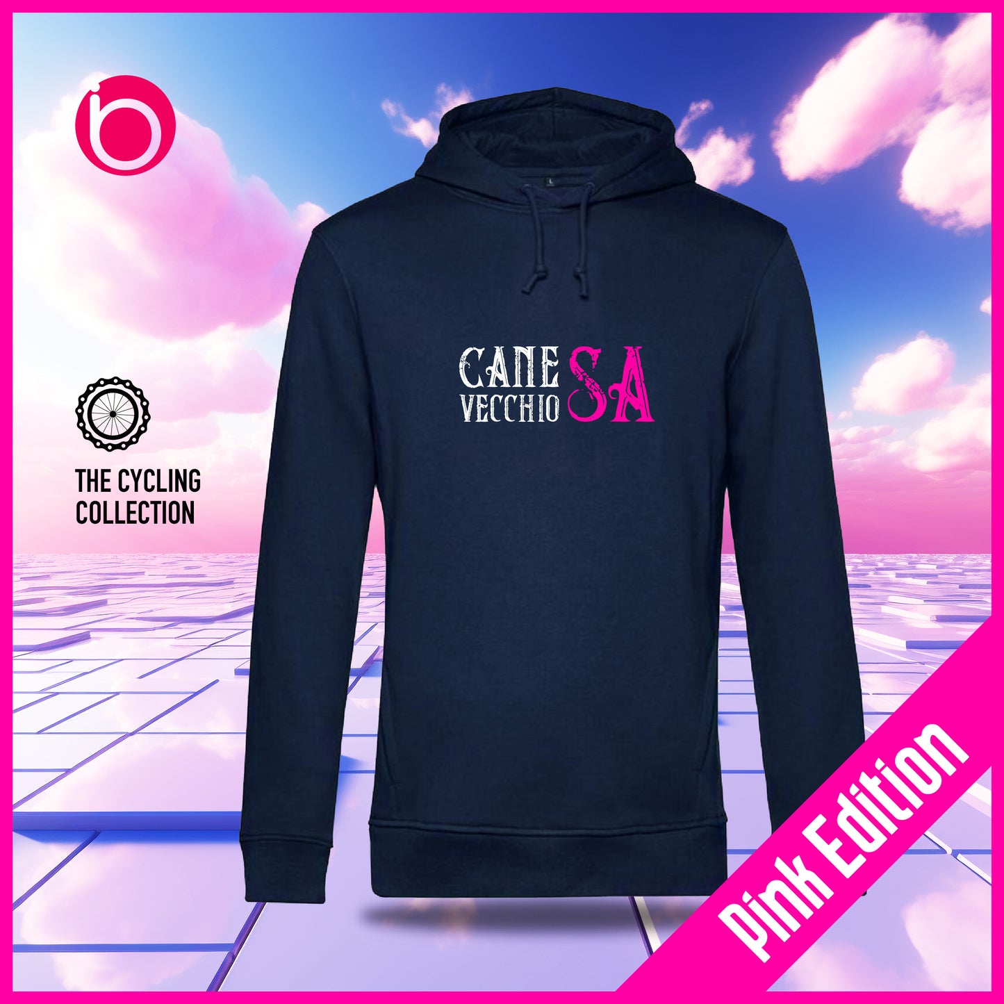 Felpa Cappuccio CANE VECCHIO SA - PINK EDITION Blue Navy