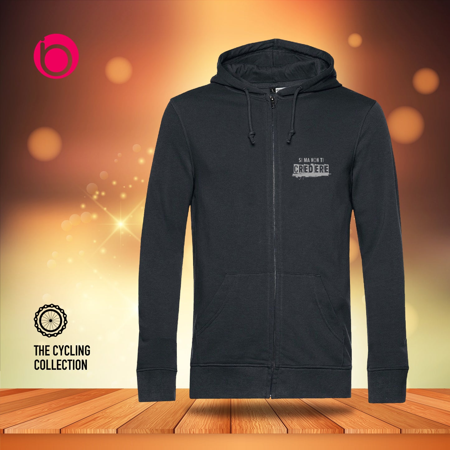 Felpa Leggera con Zip e Cappuccio SI MA NON TI CREDERE Asphalt Grey